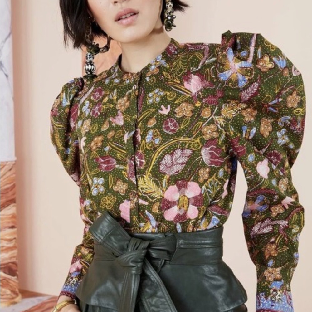 Ulla Johnson Puff Sleeve Floral Willa Long Sleeve Blouse